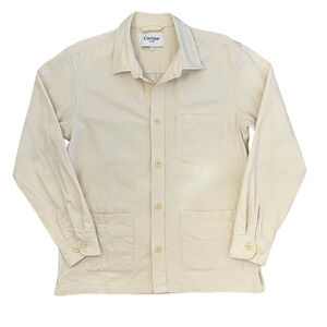 Corridor NYC Canvas Overshirt Men M Shirt Jacket Shacket Chore Barn Natural Flaw